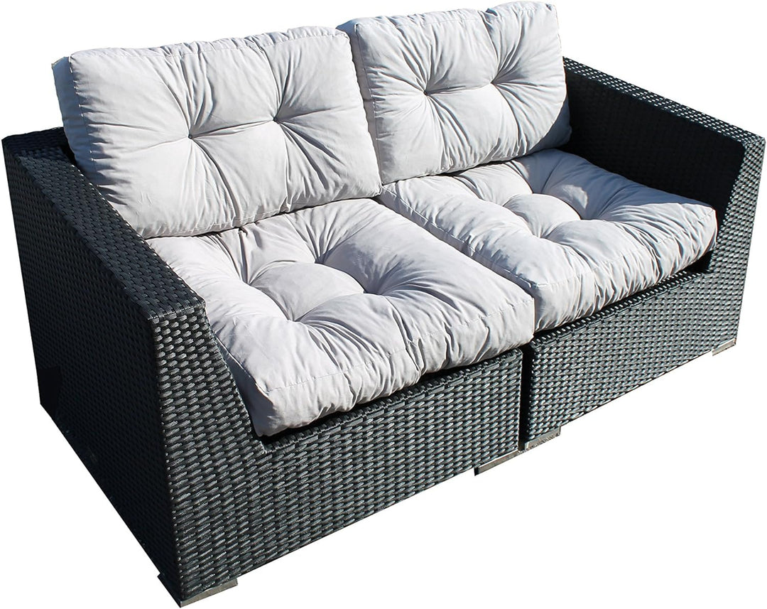 Ambientehome 2er Set Loungekissen, grau, ca 60 x 40 x 10 cm, Polsterkissen Polyrattan Lounge Ersatzk