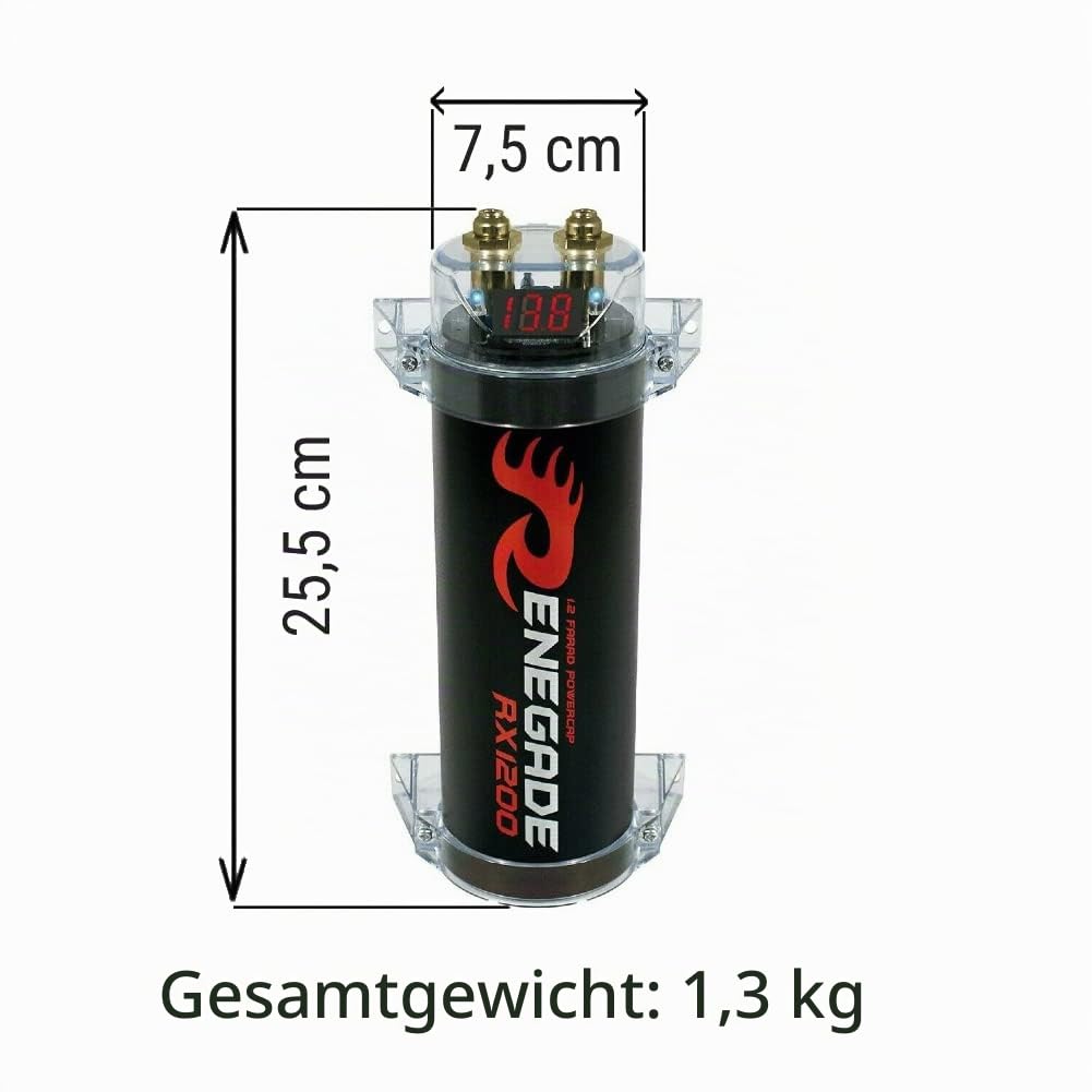 RENEGADE RX1200 Power Cap 1.2 Farad car-Audio-kondensator für systeme bis 1200 watt rms 1 2 3 4 5 10