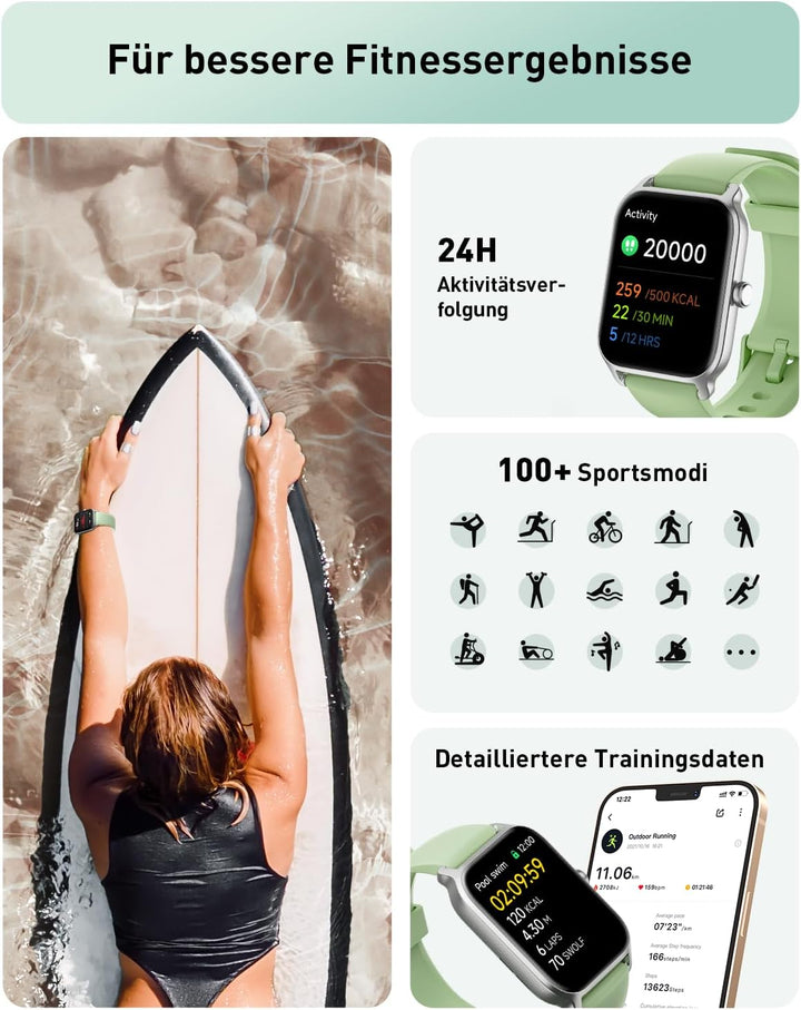 Gydom Smartwatch Damen mit Telefonfunktion 1.8" Alexa Integriert Fitnessuhr 100+ Sportmodi, Pulsmess