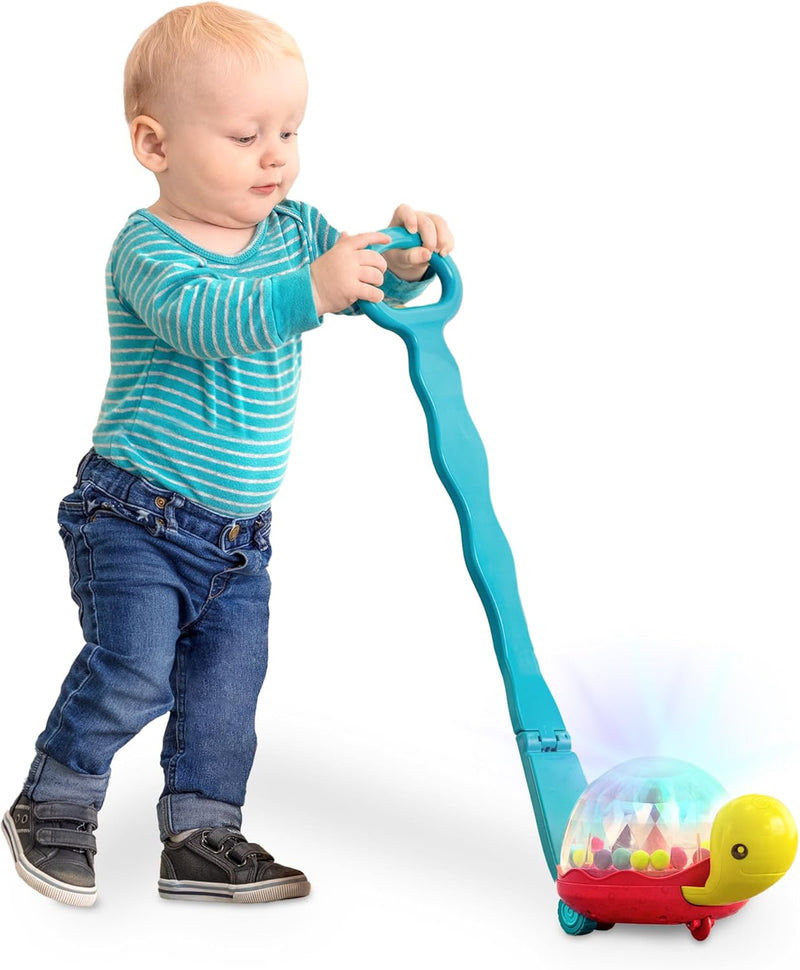 B. toys Baby Spielzeug Schildkröte Lauflernhilfe und Krabbelhilfe, Nachziehspielzeug mit Lichtern –
