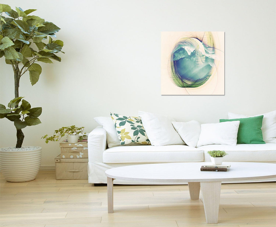 Paul Sinus Art Ozean Welle Abstrakt363_60x60cm Bild auf Leinwand Strömung Abstraktes Motiv quadratis