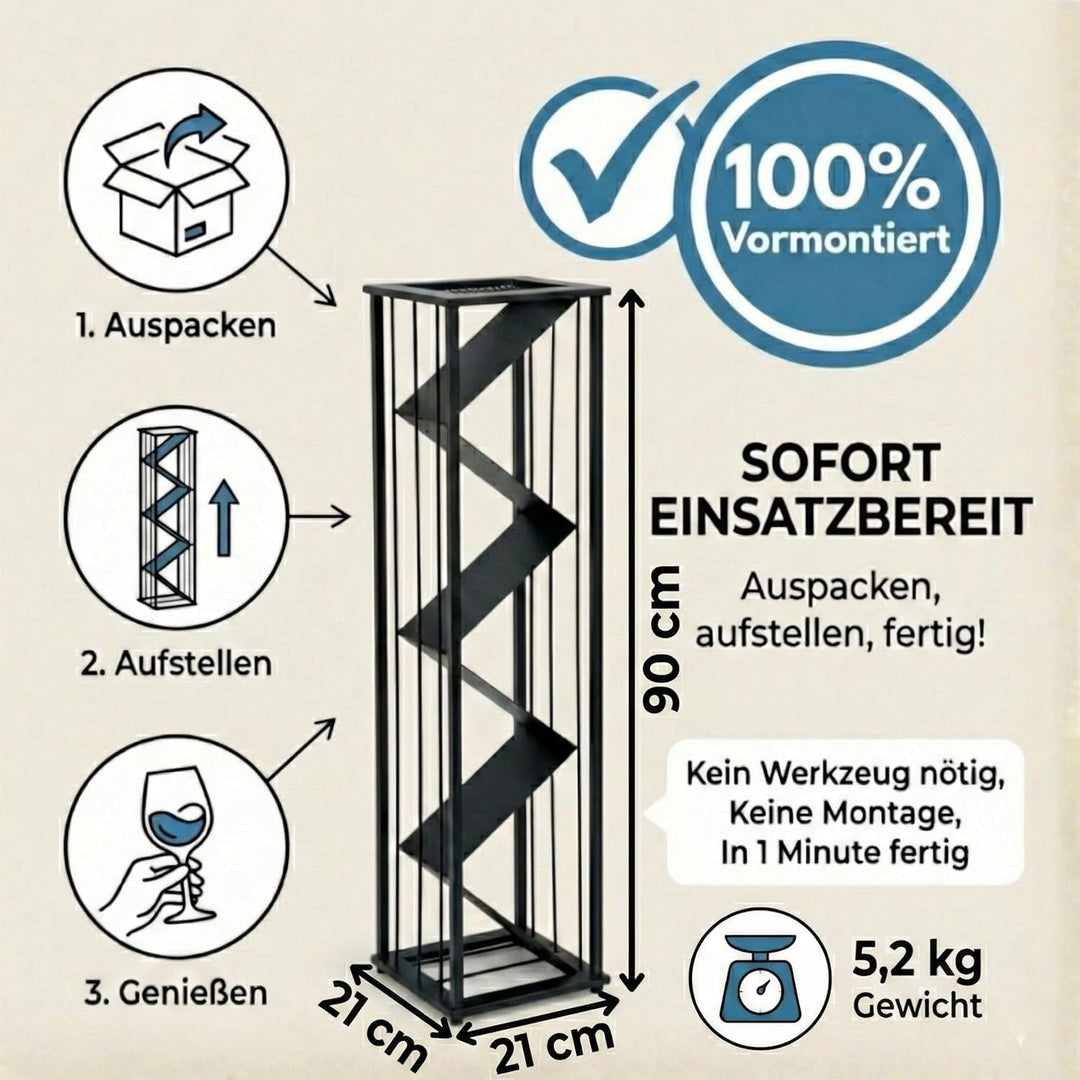 DanDiBo Weinregal Metall Schwarz Stehend 96693 Flaschenregal Weinständer Flaschenhalter Schmal Moder