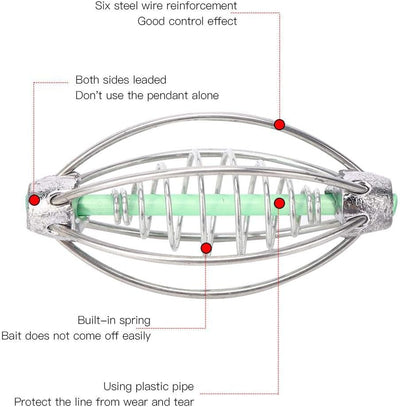 Futterkorb,Spring Fishing Feeder, 10 Stück Karpfenfischer Feeder Edelstahl Spring Fishing Feeder Köd