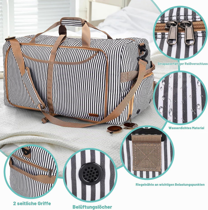 Vogshow Reisetasche Damen Herren Gross 100L Faltbare Reisetaschen Wasserdicht Sporttasche mit Schuhf