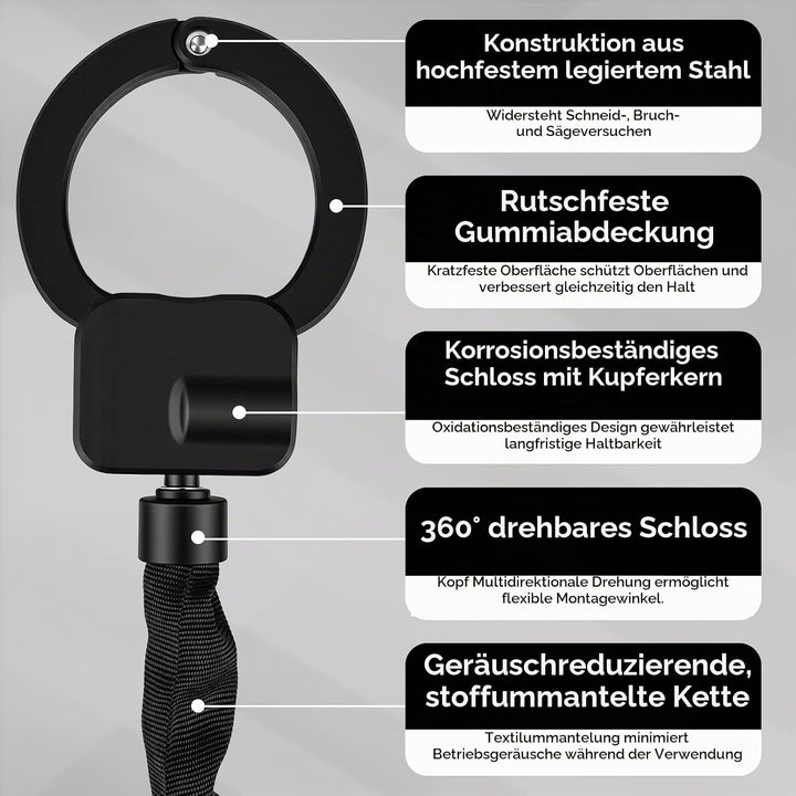 E Scooter Schloss mit 3L Wasserdichter Tasche, Handschellenschloss mit Schlüssel, Elektroroller-Fahr