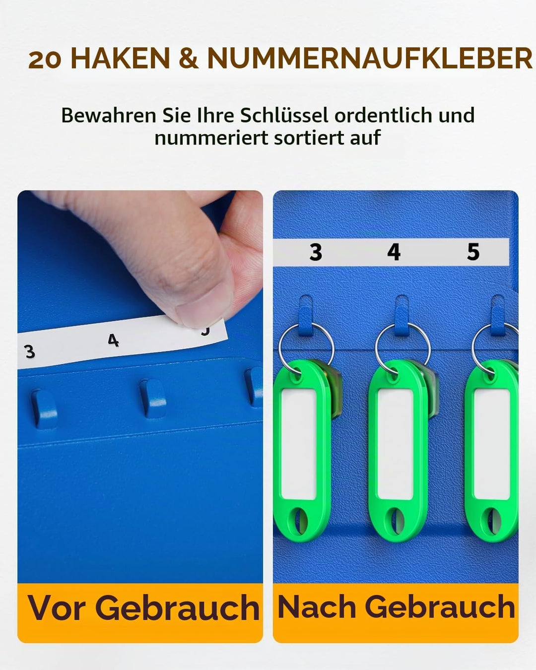 Uniclife 20 Fach Schlüsselbox mit Zahlenschloss und resettbarem Code, Blaue Digitale Sicherheitsbox