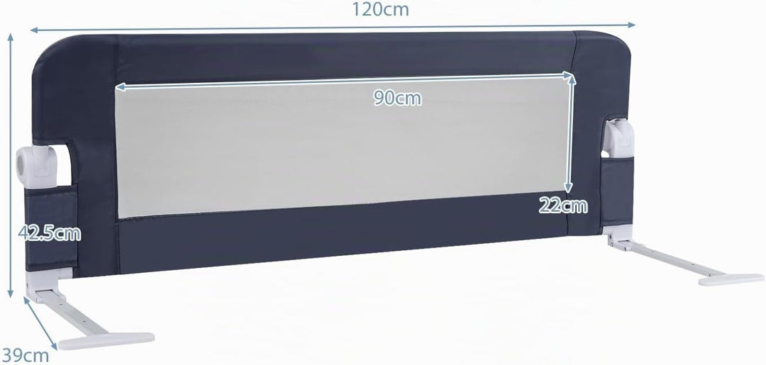 LIFEZEAL Bettgitter Faltbar, 120cm Bettschutzgitter Rausfallschutz, Kinderbettgitter aus Oxfordstoff