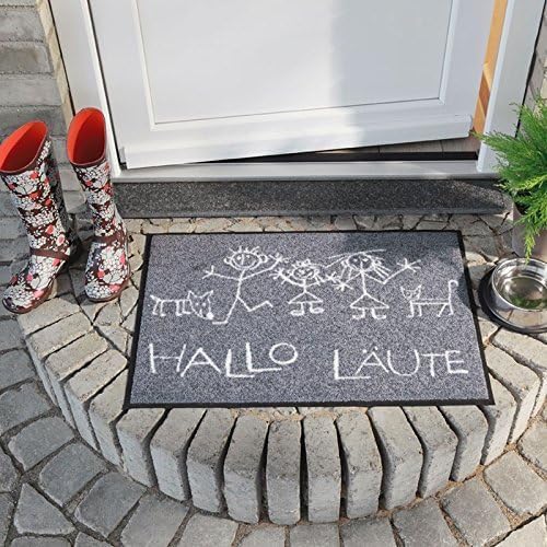 Salonloewe Fussmatte waschbar Hallo Läute 50x75 cm Eingangs-Matte witzig lustig Sprüche Comic Fussab
