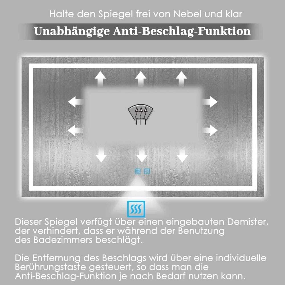 Badspiegel mit Beleuchtung 70x50 cm LED Spiegel Bad mit Touch-Schalter Beschlagfrei Badezimmerspiege