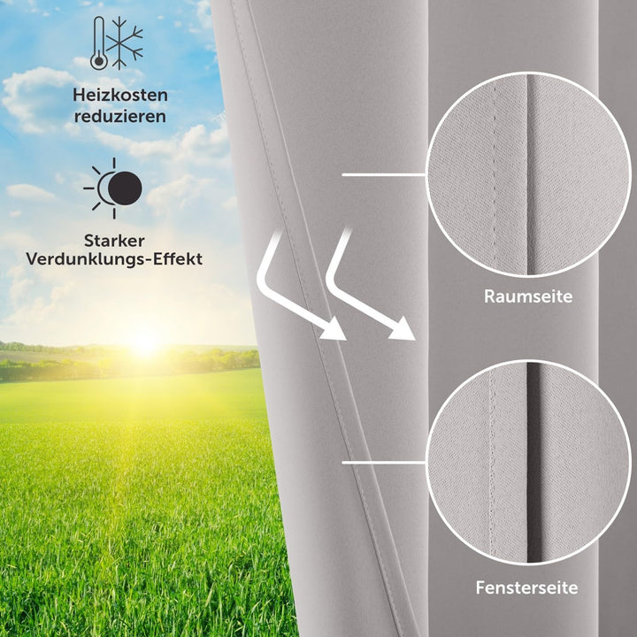 Blumtal 2er-Set Gardinen Verdunklungsvorhänge Blickdicht - Elegante Wärmeisolierende Vorhänge mit Ös