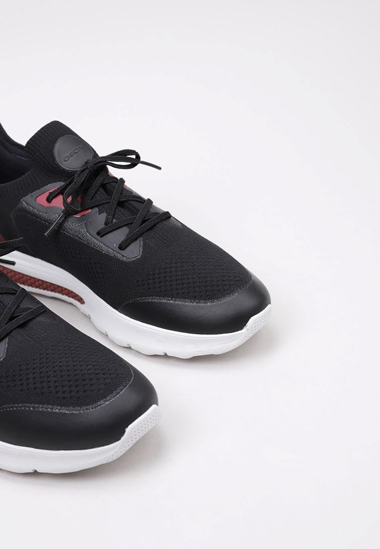 Geox Herren U Spherica Actif Sneaker 41 EU Black Red, 41 EU Black Red