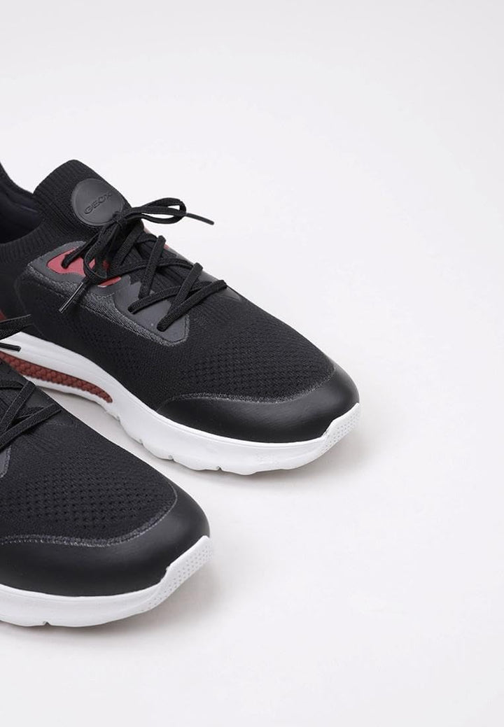 Geox Herren U Spherica Actif Sneaker 41 EU Black Red, 41 EU Black Red
