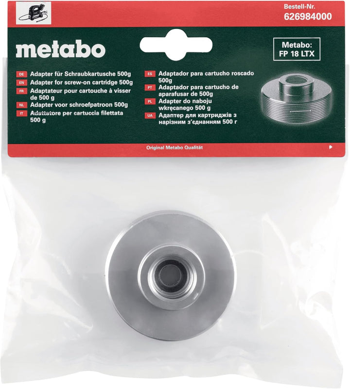 metabo Adapter für Schraubkartusche 500 g - Umrüstsatz für Fettpressen, einfache Montage, sauberes L