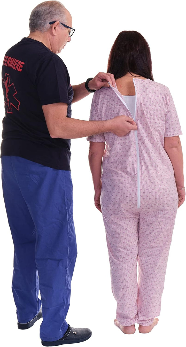 FERRUCCI COMFORT Schlafanzug für Gesundheit, Kurzarm, 1 Reissverschluss, hinten hinten, für den Somm