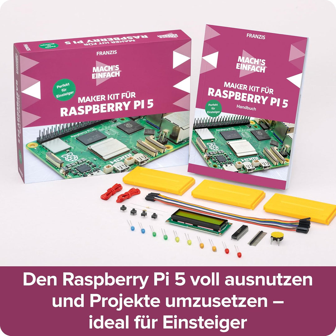 FRANZIS 67219 - Mach's einfach Raspberry Pi 5 für Einsteiger, inkl. Allen Bauteilen und umfangreiche