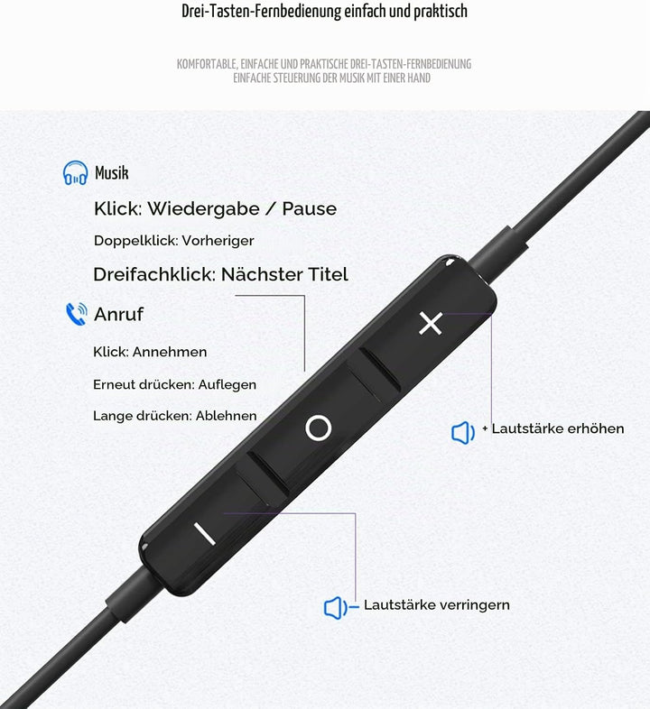 Hochauflösende In-Ear-Kopfhörer mit Kabel, extra Bass, geräuschisolierend, mit Mikrofon, für iPhone,
