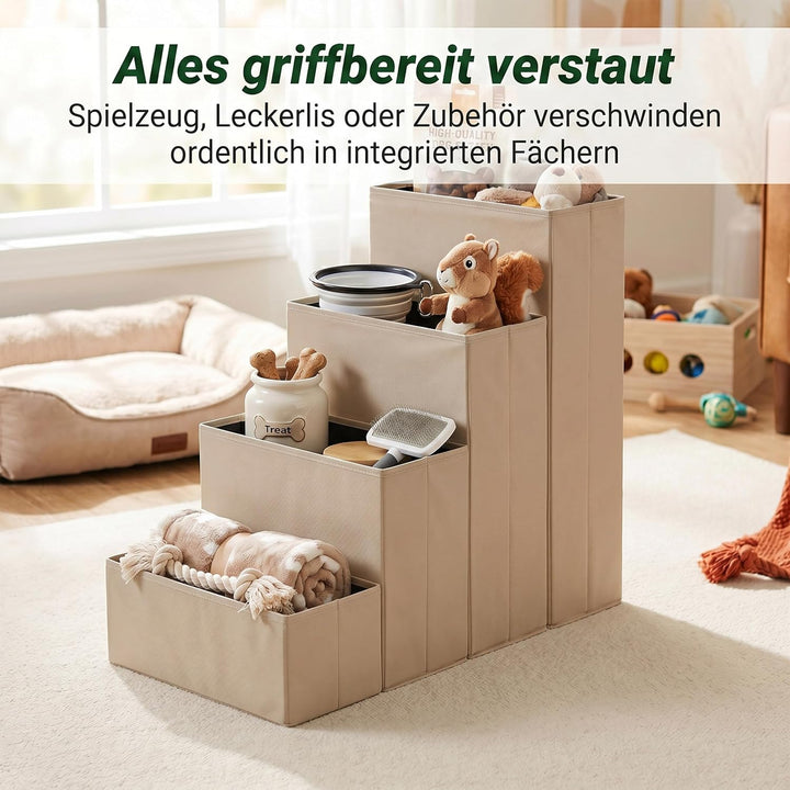 Relaxdays Hundetreppe, 4 Stufen, Stauraum, HxBxT: 65 x 40 x 70 cm, faltbar, Stoffbezug, Hunderampe B