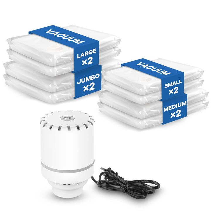 Vakuumbeutel für Kleidung mit elektrischer Luftpumpe, 8er Pack (2Jumbo/2gross/2mittel/2klein), Vakuu
