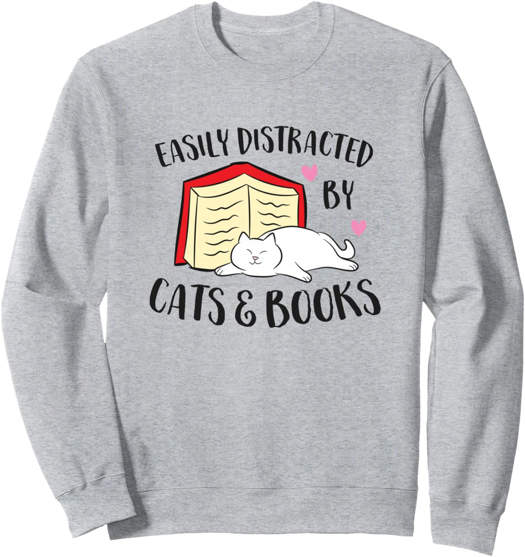 Lässt sich leicht von Katzen und Büchern, Liebesbüchern und Katzen ablenken. Sweatshirt