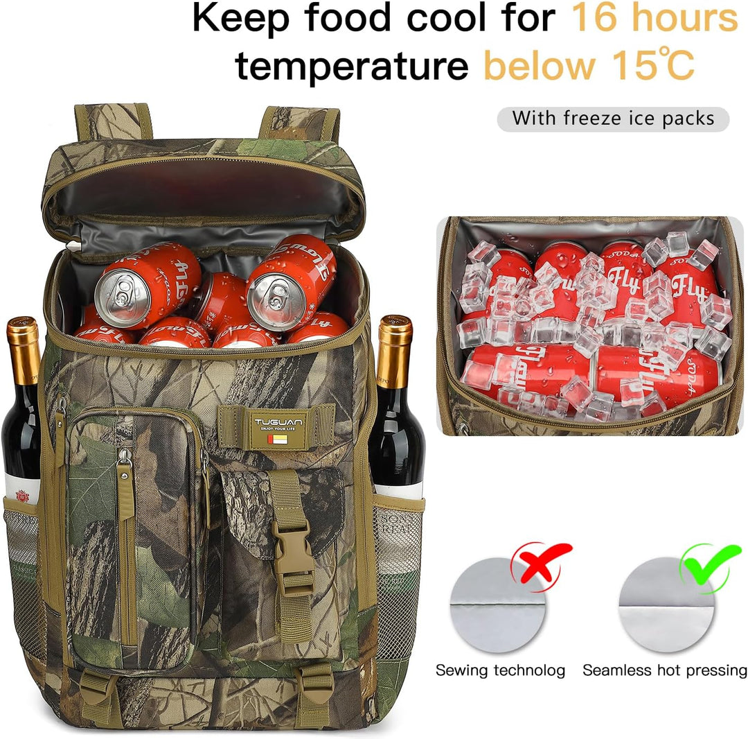 TUGUAN Kühlrucksack 30L Gross Kühltasche Picknickrucksack Isolierte Thermo Rucksack für Camping, Wan