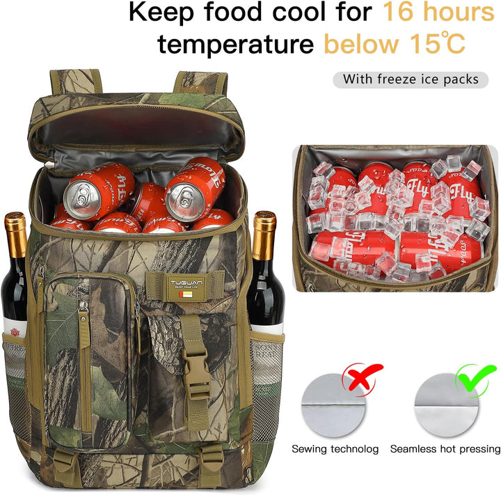 TUGUAN Kühlrucksack 30L Gross Kühltasche Picknickrucksack Isolierte Thermo Rucksack für Camping, Wan