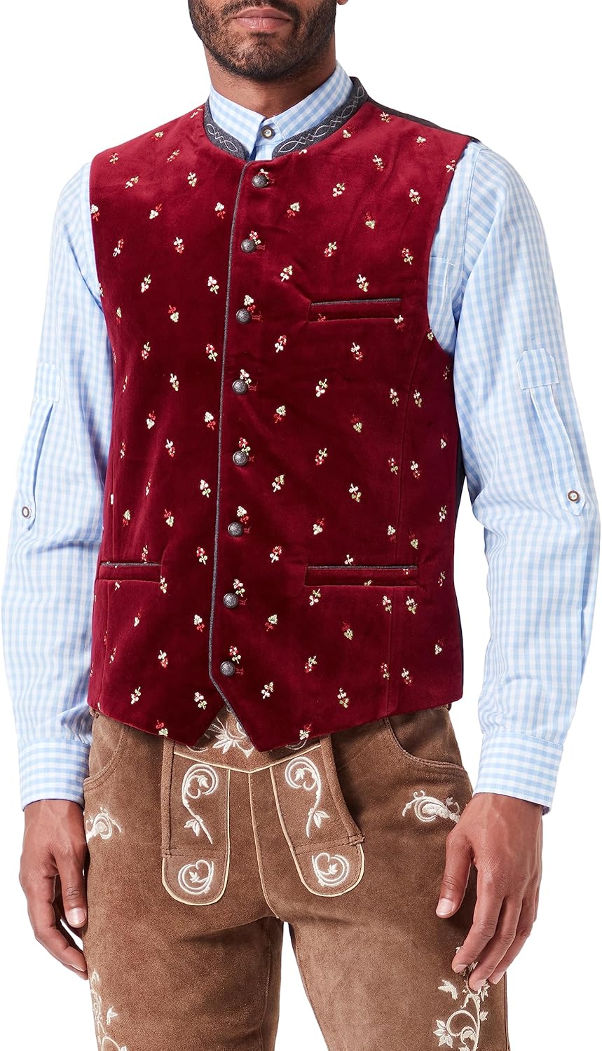 Stockerpoint Herren Weste Vittorio Trachtenweste 56 bordeaux, 56 bordeaux