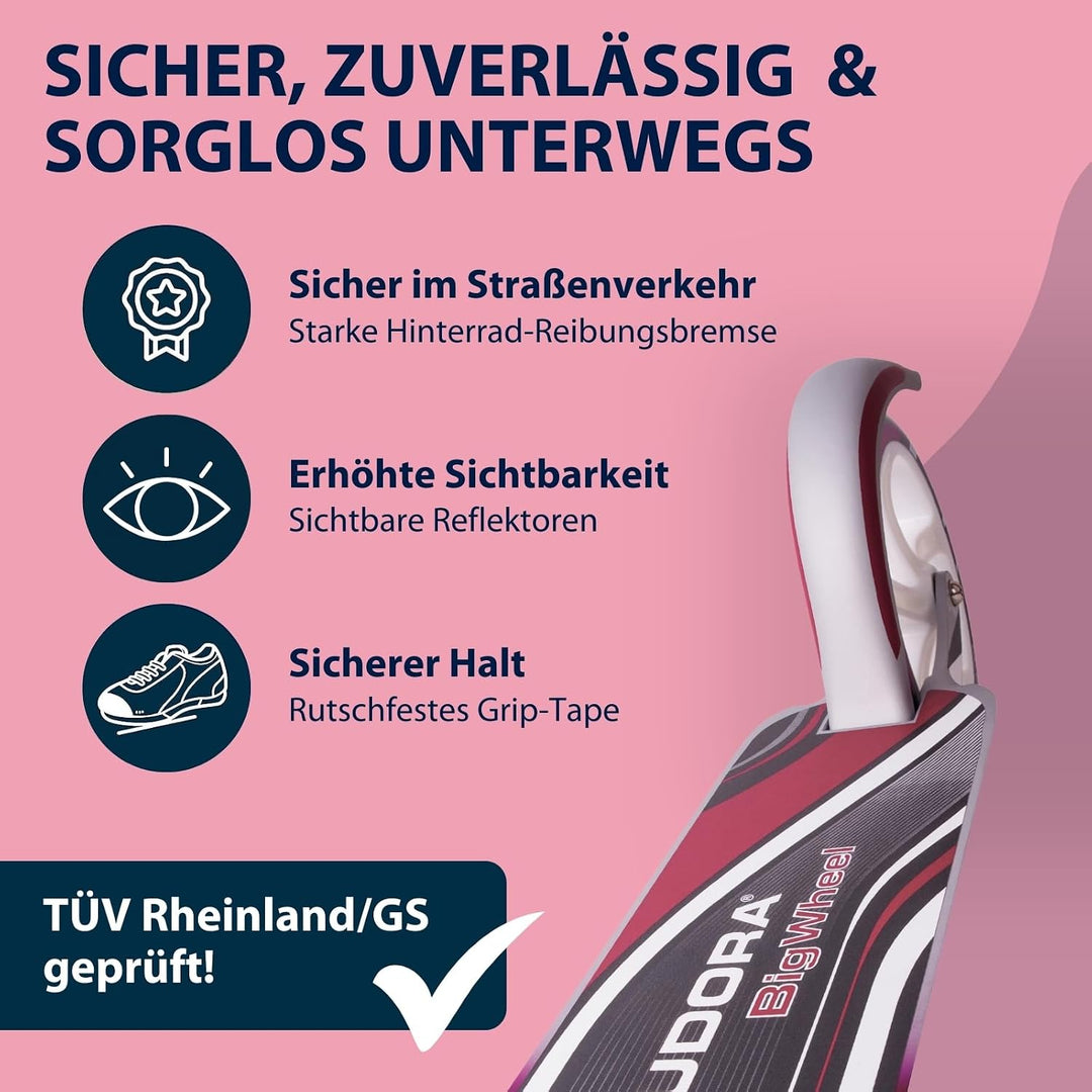 HUDORA BigWheel 205 Scooter - Stabiler Aluminium-Roller - Höhenjustierbarer &amp; zusammenklappbarer Cit