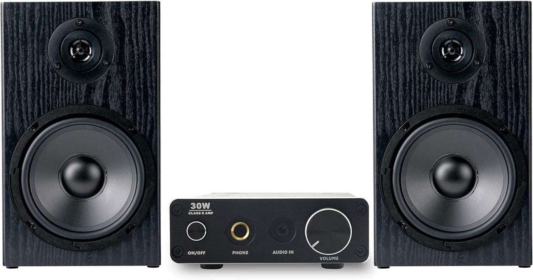 McGrey BMS-80 BK Micro-Stereo Anlage - inkl. Mini-Verstärker und Boxenkabel - Cinch und AUX-Eingang