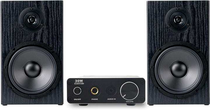 McGrey BMS-80 BK Micro-Stereo Anlage - inkl. Mini-Verstärker und Boxenkabel - Cinch und AUX-Eingang