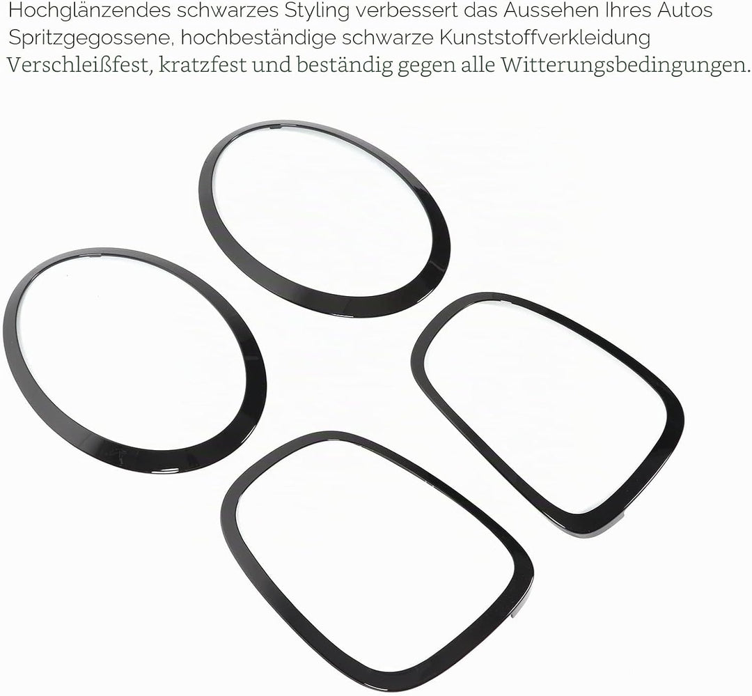 CHICIRIS Front-Rücklichtrahmen-Zierleiste, Glänzend Schwarz, Scheinwerfer-Rücklicht-Umrandungs-Abdec