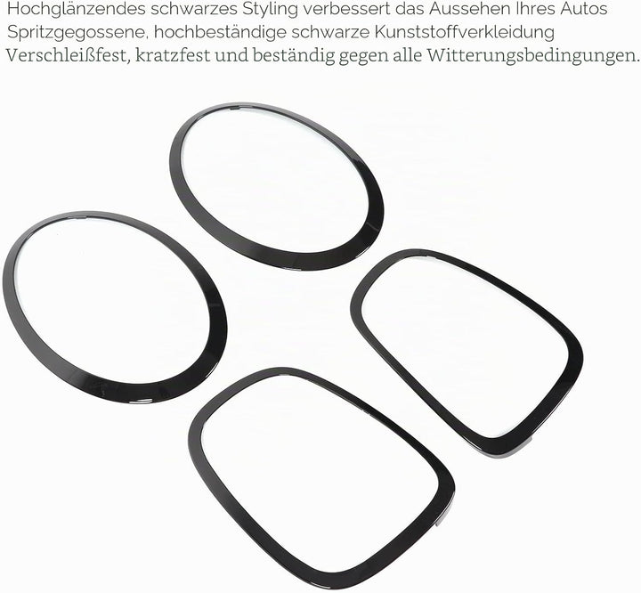 CHICIRIS Front-Rücklichtrahmen-Zierleiste, Glänzend Schwarz, Scheinwerfer-Rücklicht-Umrandungs-Abdec