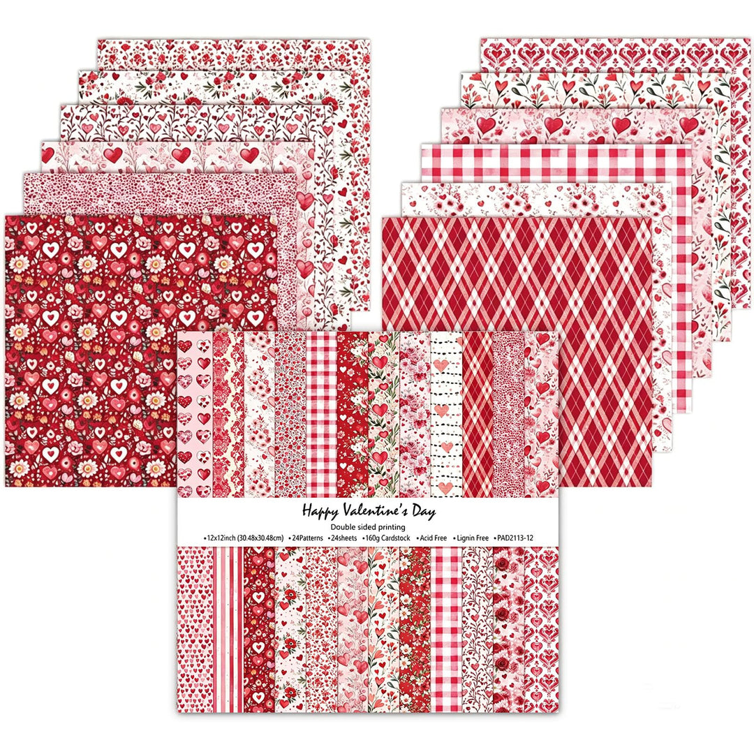 Scrapbook Papier 24 Blatt, 30,5 x 30,5 cm, Doppelseitiges Muster Papier, Elegant Blumenmuster Dekorp