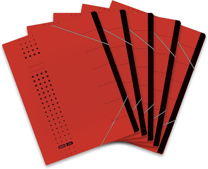 Elba Ordnungsmappe chic A4 aus Karton, 7 Fächer, rot, 5 Stück, rot