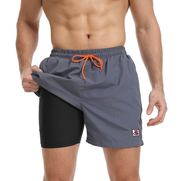 JustSun Badehose Herren Schnelltrocknend Boardshorts mit Mesh-Futter und Verstellbarem Tunnelzug S G