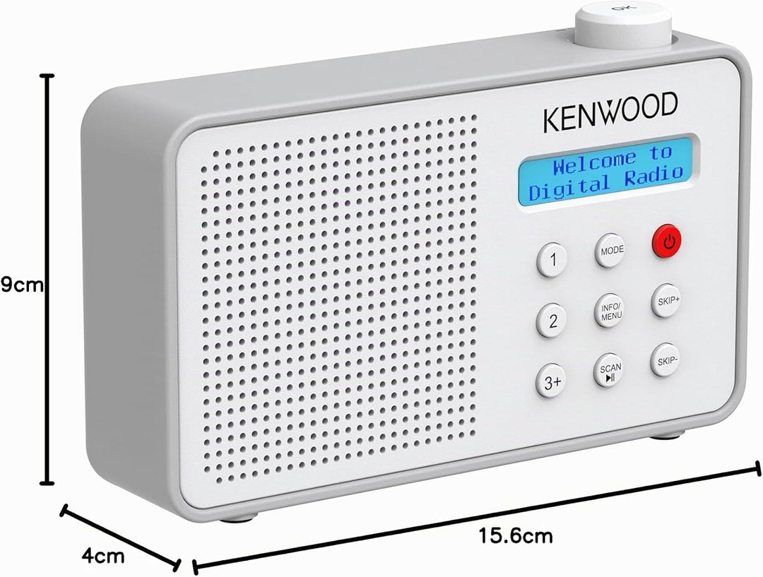 Kenwood CR-M25DAB-W - Tragbares DAB+ Radio mit Bluetooth, Automatic Safety Alert (ASA), Li-Ion Akku