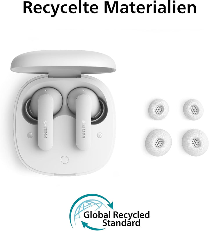 Philips TAT2200WT True-Wireless-Ohrhörer mit aktiver Geräuschunterdrückung, 36 Stunden Wiedergabedau