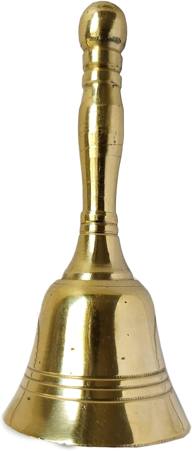 GURU JEE Glocke Pooja aus Messing – kleines Ghanti für Puja – Handglocke mit Musik – für Mandir Temp