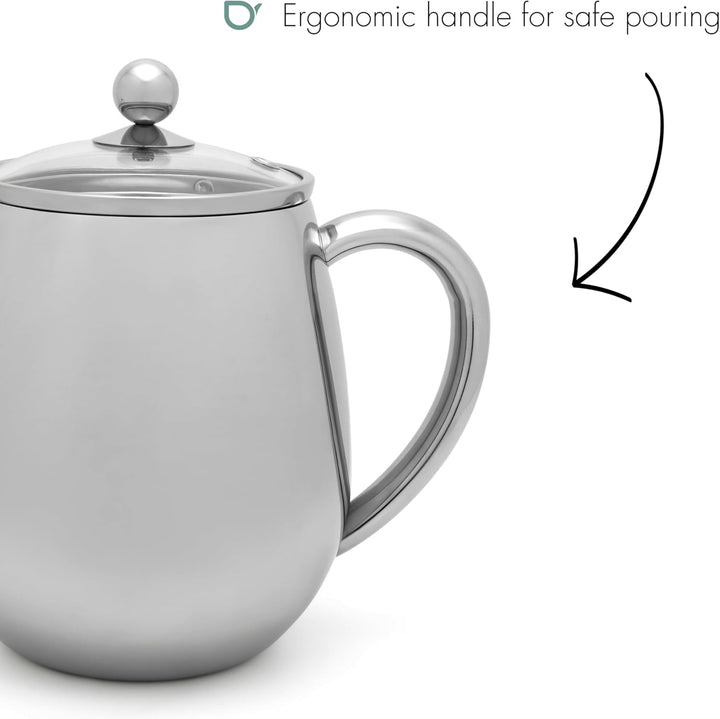 Bredemeijer Edelstahl Teekanne Duet Eva (1.1 Liter) – mit Teesieb & Edelstahlfilter in Einem, hitzeb