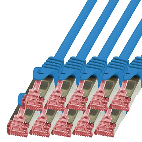 BIGtec LAN Kabel 10 Stück 7,5m Netzwerkkabel Ethernet Internet Patchkabel CAT.6 blau Gigabit SFTP do