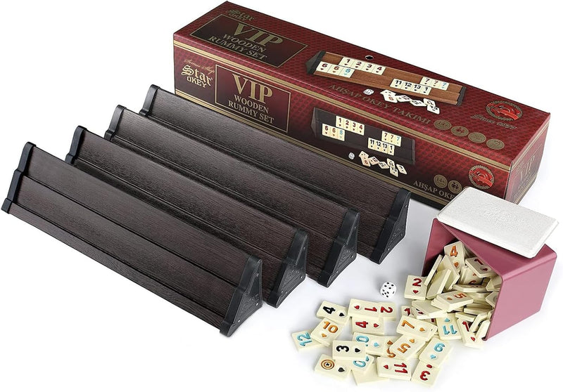 STAR V.I.P Holz Wooden Rummy Set VIP Okey mit Melamin Steine AHSAP Okey