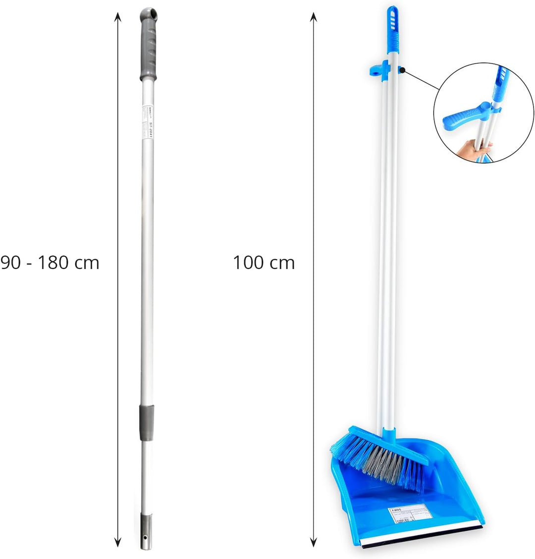 Hypafol Reinigungswagen mit Korb Set 40 cm | 2 x 25 l Eimer mit Wischmopp-Presse und Kehrgarnitur |