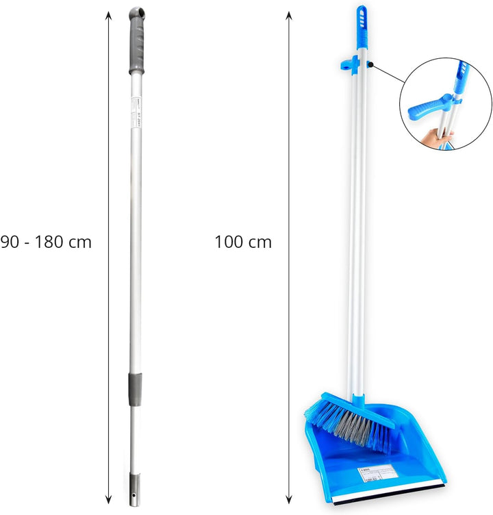 Hypafol Reinigungswagen mit Korb Set 40 cm | 2 x 25 l Eimer mit Wischmopp-Presse und Kehrgarnitur |