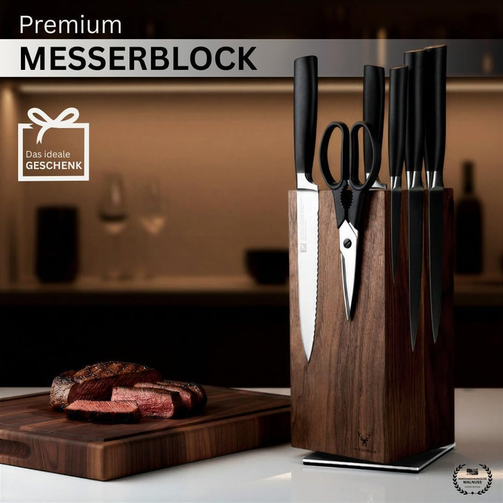 Messerblock ohne Messer magnetisch [Premium] | 360° drehbar | 5,2 kg extra schwer | Rutschfeste Edel