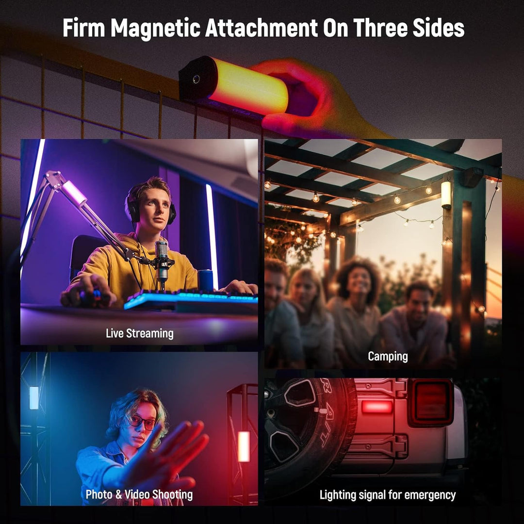 NEEWER 2 Pack magnetische Handlicht Stab, 360° Full RGB Mini LED Video Licht Stick mit 2500mAh Akku,