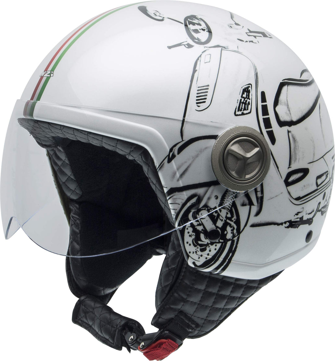 NZI Zeta Grafik Offenes Gesicht Motorradhelm, Glanz W-Vespa Turia, Grösse XL