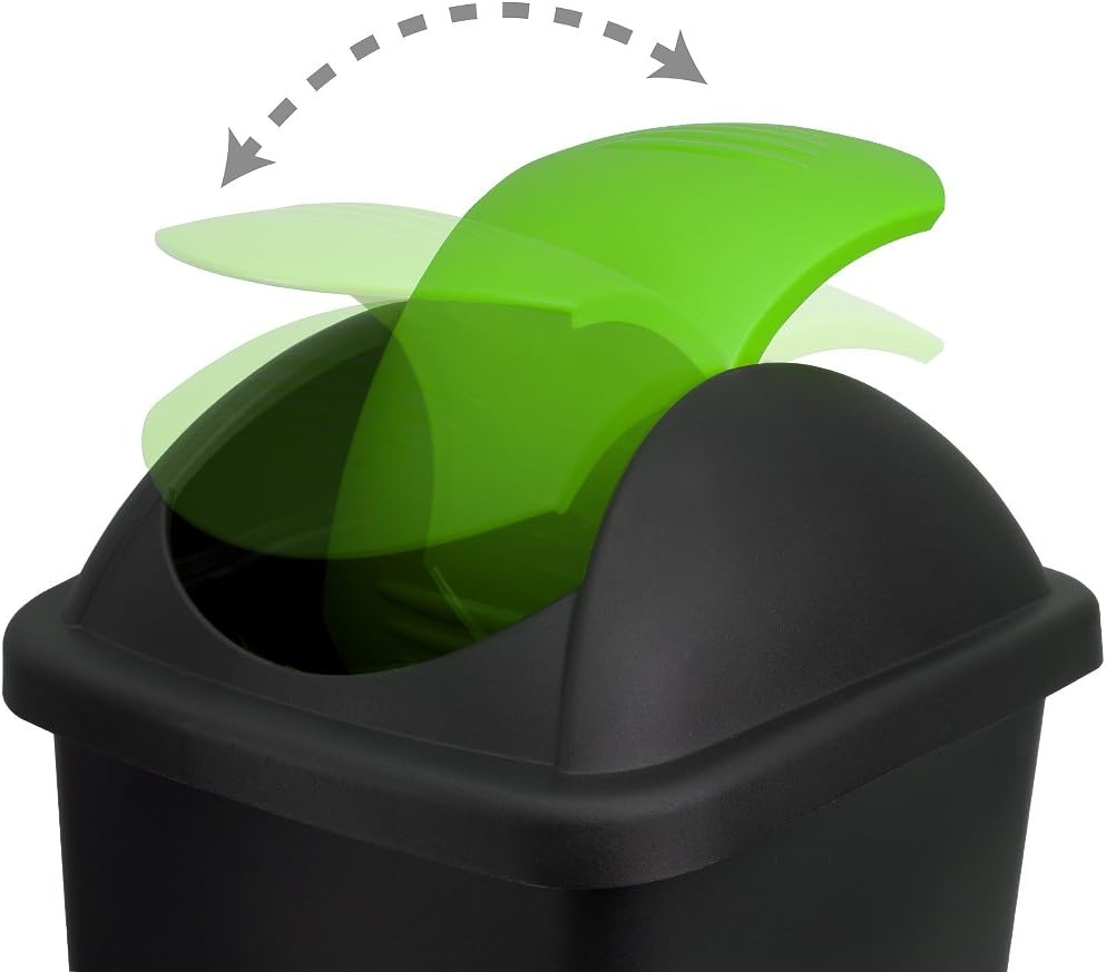 Stefanplast® Mülleimer mit Schwingdeckel, 60 Liter Schwarz/Grün, Schwarz/Grün