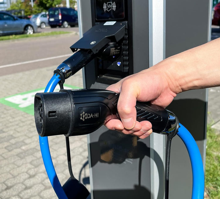 DA Hi Typ 2 auf Typ 2 Ladekabel für EV PHEV Elektroauto und Plug in Hybrid in schwarz/Blau (11KW-16A