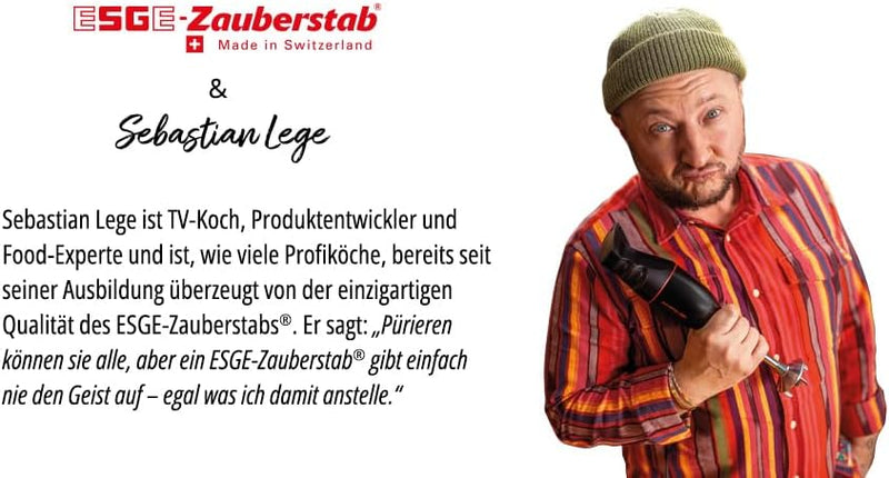 ESGE Zauberstab M 200 BBQ 98215 Stabmixer schwarz, Pürierstab, Handmixer, Profi, inkl. Zubehör, bis