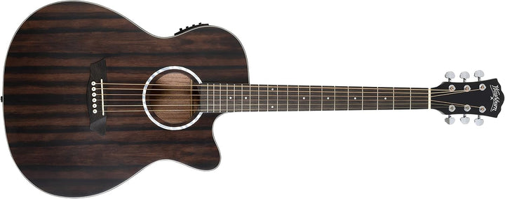WASHBURN guitare folk Deep Forest Auditorium Cutaway Ebenholz matt