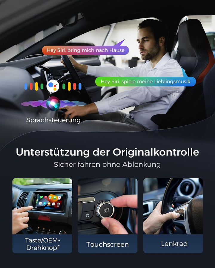 CarPlay und Android Auto Wireless Adapter 2 In 1, V5.3 Bluetooth Stabile Verbindung, Dualband WiFi 6